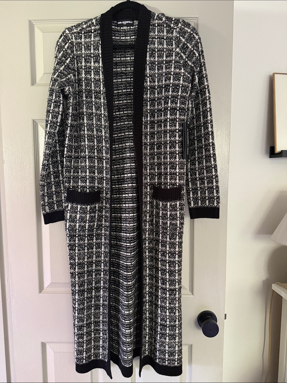 Karl Lagerfeld Black and White Knit Cardigan